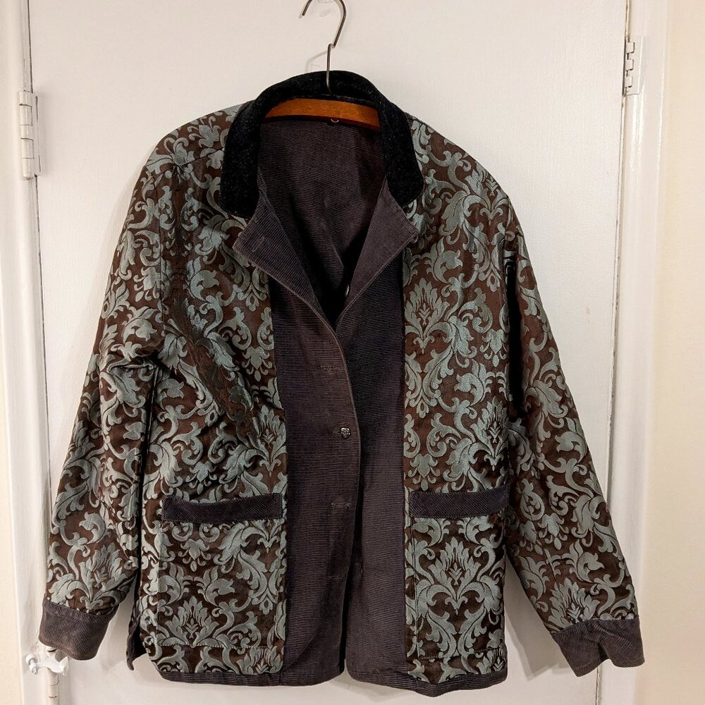 Betabrand Gray Reversible Smoking Jacket